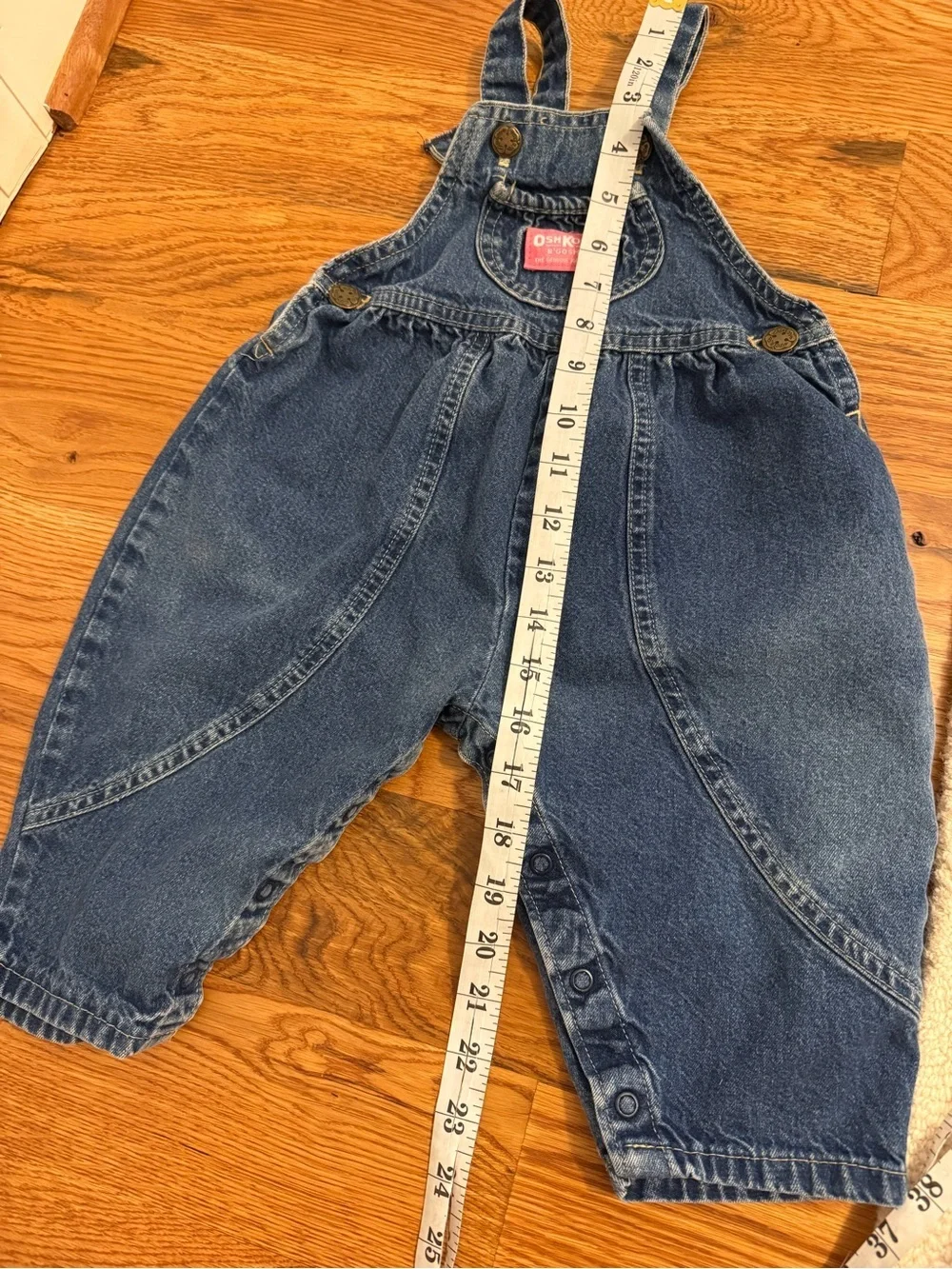 Vintage OshKosh B'gosh Baby Blue Denim Overall Bubble Romper Size 2T Made in USA